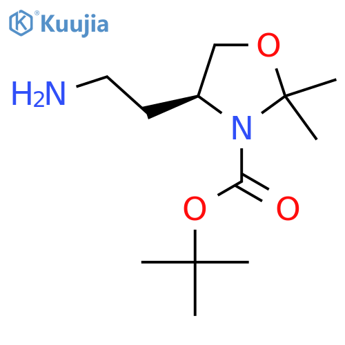 tert-butyl (4S)-4-(2-aminoethyl)-2,2-dimethyl-1,3-oxazolidine-3-carboxylate structure