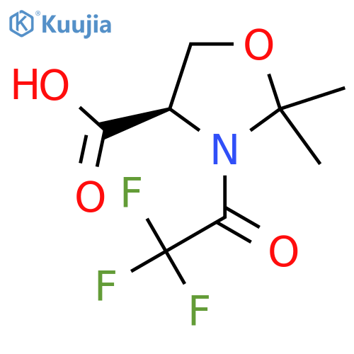 (4R)-2,2-dimethyl-3-(2,2,2-trifluoroacetyl)-1,3-oxazolidine-4-carboxylic acid structure