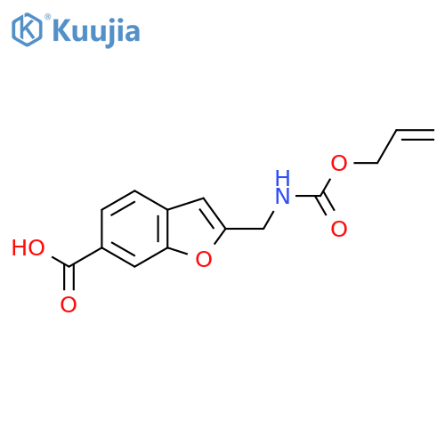 2-({[(Prop-2-en-1-yloxy)carbonyl]amino}methyl)-1-benzofuran-6-carboxylic acid structure