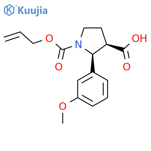 rac-(2R,3S)-2-(3-methoxyphenyl)-1-[(prop-2-en-1-yloxy)carbonyl]pyrrolidine-3-carboxylic acid structure