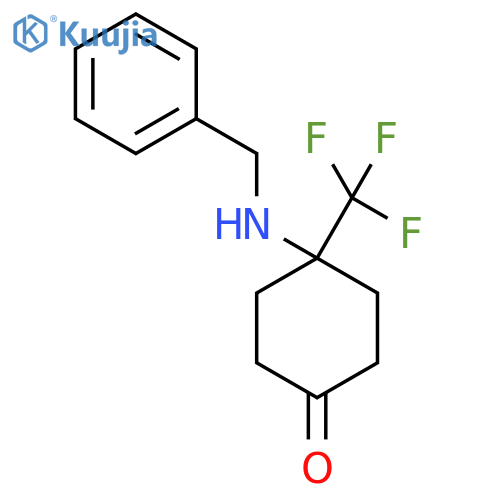 4-(Benzylamino)-4-(trifluoromethyl)cyclohexan-1-one structure