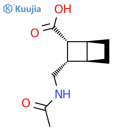 rac-(1R,2S,3R,4S)-3-(acetamidomethyl)bicyclo[2.2.0]hexane-2-carboxylic acid structure