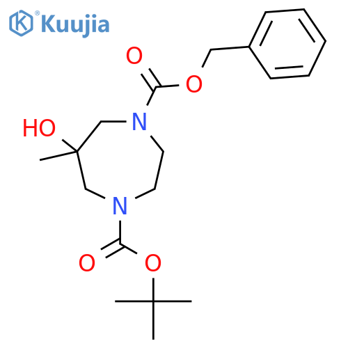 O4-benzyl O1-tert-butyl 6-hydroxy-6-methyl-1,4-diazepane-1,4-dicarboxylate structure