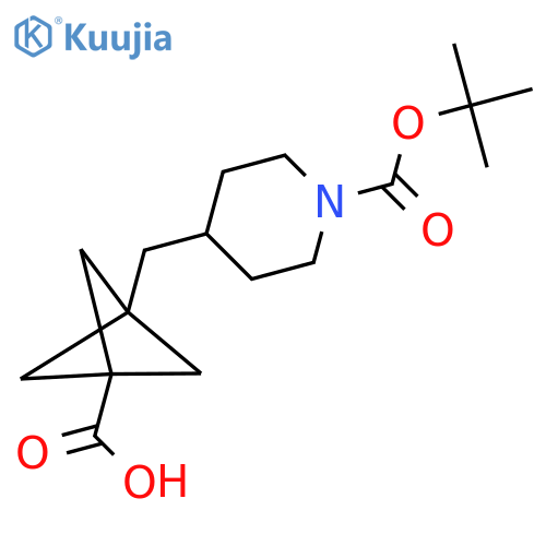 3-({1-[(Tert-butoxy)carbonyl]piperidin-4-yl}methyl)bicyclo[1.1.1]pentane-1-carboxylic acid structure
