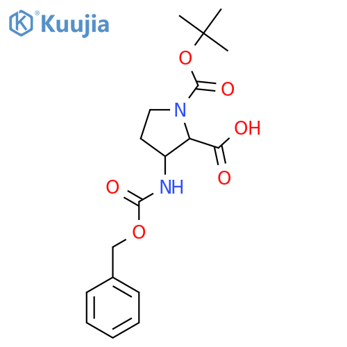 3-{[(Benzyloxy)carbonyl]amino}-1-[(tert-butoxy)carbonyl]pyrrolidine-2-carboxylic acid structure