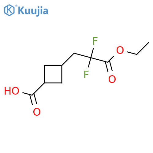 3-(3-Ethoxy-2,2-difluoro-3-oxopropyl)cyclobutane-1-carboxylic acid structure