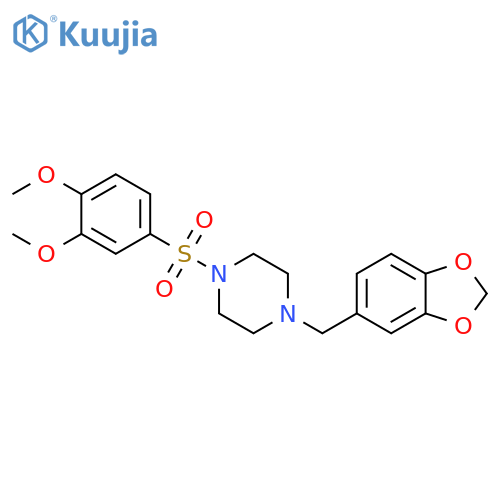 1-(1,3-benzodioxol-5-ylmethyl)-4-[(3,4-dimethoxyphenyl)sulfonyl]piperazine structure