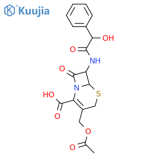 5-Thia-1-azabicyclo[4.2.0]oct-2-ene-2-carboxylicacid, 3-[(acetyloxy)methyl]-7-[(hydroxyphenylacetyl)amino]-8-oxo-, [6R-(6a,7b)]- (9CI) structure