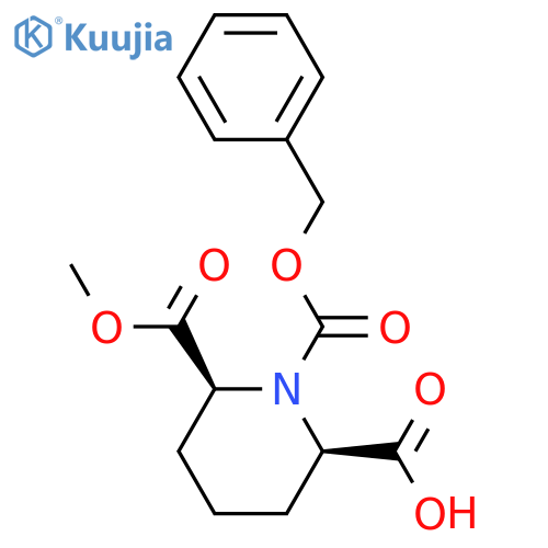 rac-(2R,6S)-1-(benzyloxy)carbonyl-6-(methoxycarbonyl)piperidine-2-carboxylic acid structure