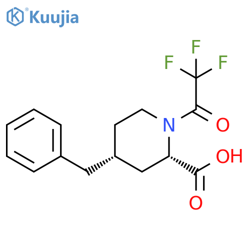 (2S,4R)-4-(Phenylmethyl)-1-(2,2,2-trifluoroacetyl)-2-piperidinecarboxylic acid structure