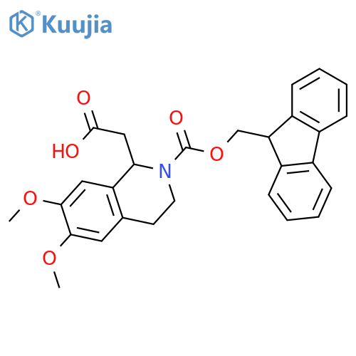 2-(2-{(9H-fluoren-9-yl)methoxycarbonyl}-6,7-dimethoxy-1,2,3,4-tetrahydroisoquinolin-1-yl)acetic acid structure