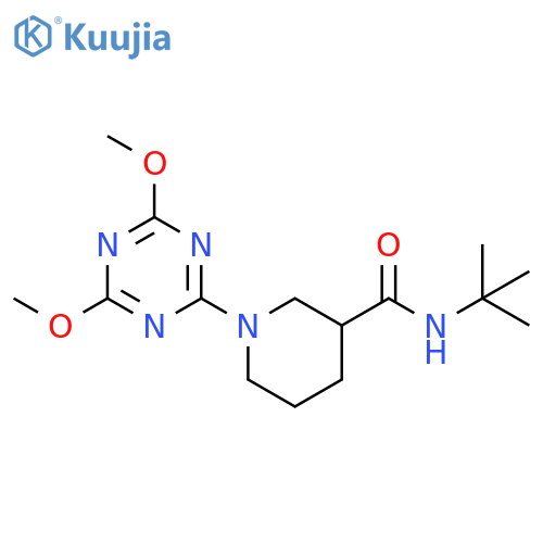 N-tert-butyl-1-(4,6-dimethoxy-1,3,5-triazin-2-yl)piperidine-3-carboxamide structure