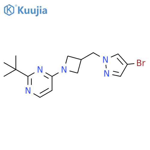4-{3-[(4-bromo-1H-pyrazol-1-yl)methyl]azetidin-1-yl}-2-tert-butylpyrimidine structure