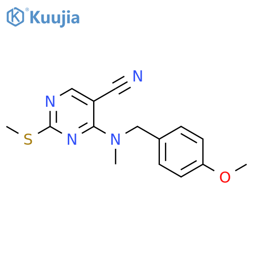 4-{[(4-methoxyphenyl)methyl](methyl)amino}-2-(methylsulfanyl)pyrimidine-5-carbonitrile structure