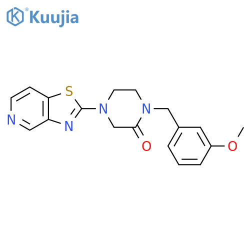1-[(3-methoxyphenyl)methyl]-4-{[1,3]thiazolo[4,5-c]pyridin-2-yl}piperazin-2-one structure