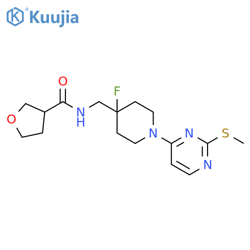 N-({4-fluoro-1-[2-(methylsulfanyl)pyrimidin-4-yl]piperidin-4-yl}methyl)oxolane-3-carboxamide structure