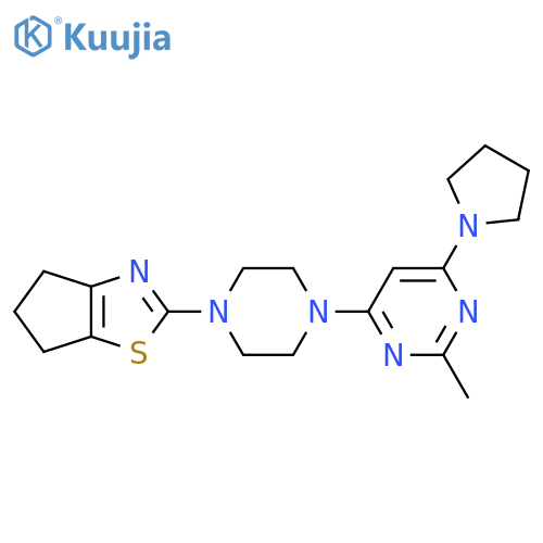 4-(4-{4H,5H,6H-cyclopenta[d][1,3]thiazol-2-yl}piperazin-1-yl)-2-methyl-6-(pyrrolidin-1-yl)pyrimidine structure