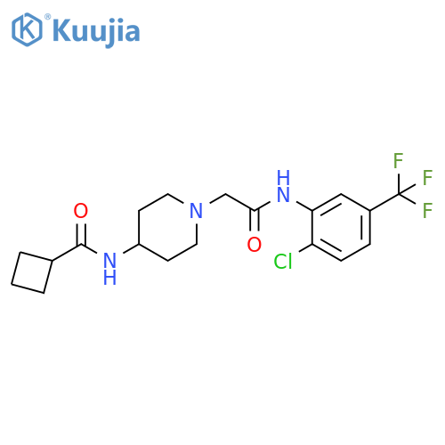 N-1-({2-chloro-5-(trifluoromethyl)phenylcarbamoyl}methyl)piperidin-4-ylcyclobutanecarboxamide structure