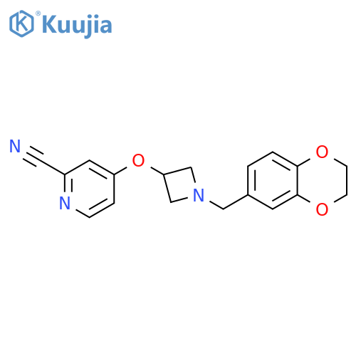 4-({1-[(2,3-dihydro-1,4-benzodioxin-6-yl)methyl]azetidin-3-yl}oxy)pyridine-2-carbonitrile structure