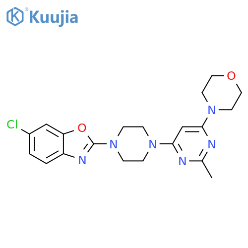 6-chloro-2-{4-2-methyl-6-(morpholin-4-yl)pyrimidin-4-ylpiperazin-1-yl}-1,3-benzoxazole structure