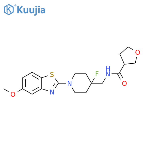N-{[4-fluoro-1-(5-methoxy-1,3-benzothiazol-2-yl)piperidin-4-yl]methyl}oxolane-3-carboxamide structure