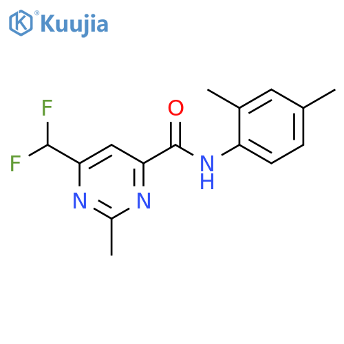 6-(difluoromethyl)-N-(2,4-dimethylphenyl)-2-methylpyrimidine-4-carboxamide structure
