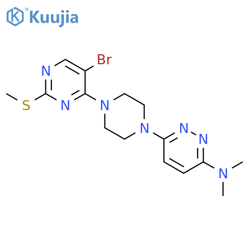 6-{4-[5-bromo-2-(methylsulfanyl)pyrimidin-4-yl]piperazin-1-yl}-N,N-dimethylpyridazin-3-amine structure