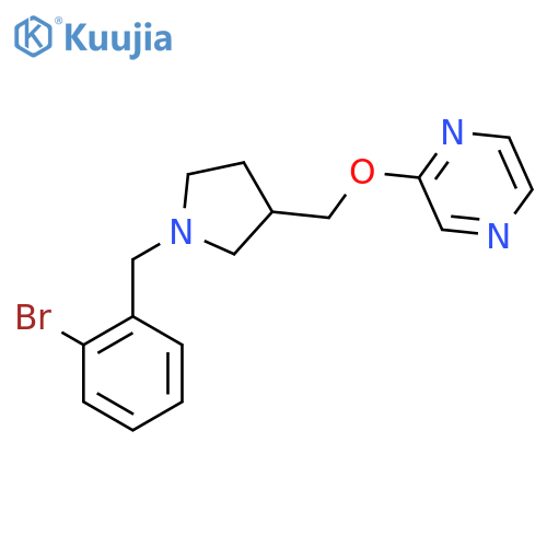 2-({1-[(2-Bromophenyl)methyl]pyrrolidin-3-yl}methoxy)pyrazine structure