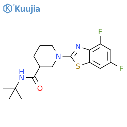 N-tert-butyl-1-(4,6-difluoro-1,3-benzothiazol-2-yl)piperidine-3-carboxamide structure