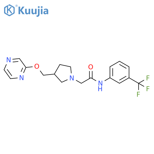 2-{3-[(pyrazin-2-yloxy)methyl]pyrrolidin-1-yl}-N-[3-(trifluoromethyl)phenyl]acetamide structure