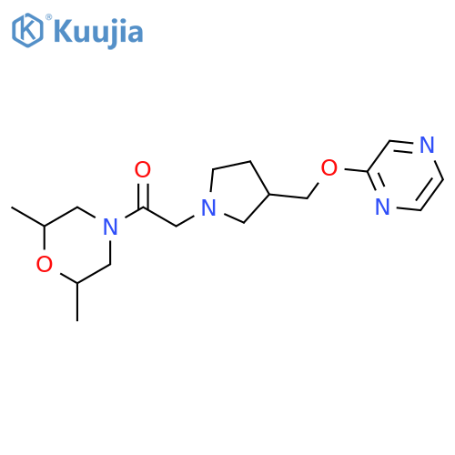 1-(2,6-dimethylmorpholin-4-yl)-2-{3-[(pyrazin-2-yloxy)methyl]pyrrolidin-1-yl}ethan-1-one structure
