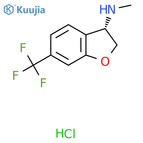 (3S)-N-methyl-6-(trifluoromethyl)-2,3-dihydrobenzofuran-3-amine;hydrochloride structure