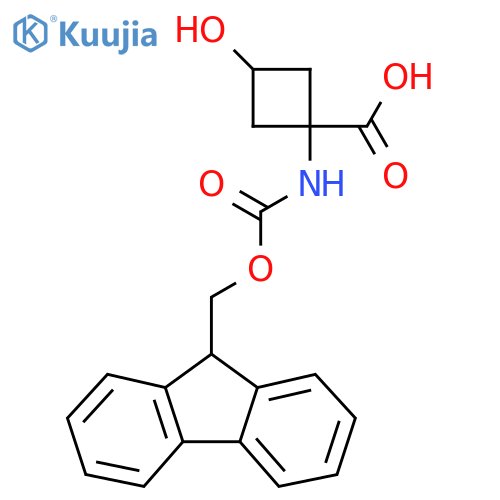 1-((((9H-Fluoren-9-yl)methoxy)carbonyl)amino)-3-hydroxycyclobutane-1-carboxylic acid structure