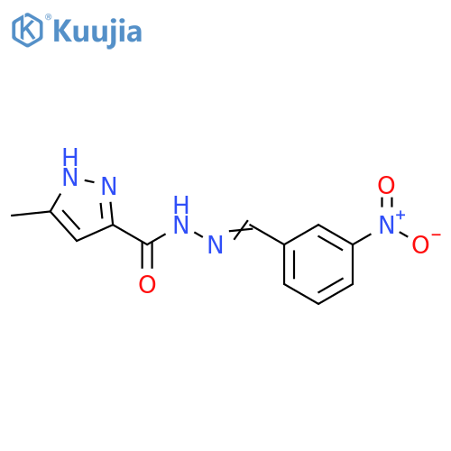 3-methyl-N'-(1E)-(3-nitrophenyl)methylidene-1H-pyrazole-5-carbohydrazide structure