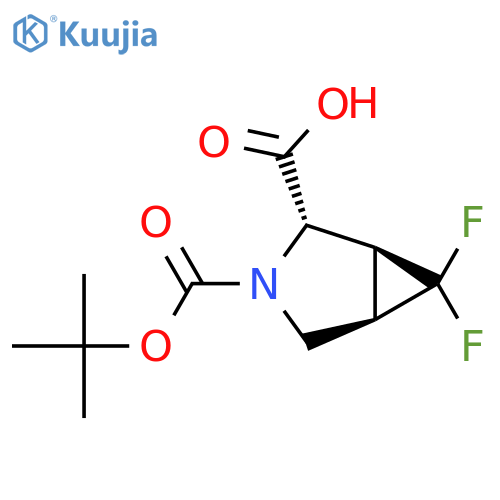 rel-(1S,2S,5R)-3-tert-butoxycarbonyl-6,6-difluoro-3-azabicyclo[3.1.0]hexane-2-carboxylic acid structure