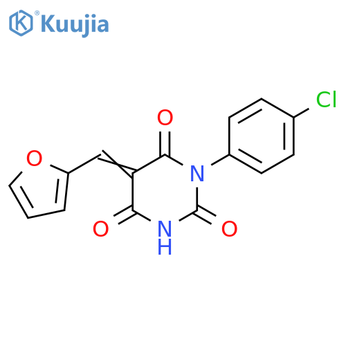 (5Z)-1-(4-chlorophenyl)-5-[(furan-2-yl)methylidene]-1,3-diazinane-2,4,6-trione structure