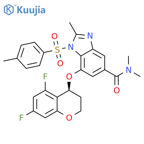 1H-Benzimidazole-5-carboxamide, 7-[[(4S)-5,7-difluoro-3,4-dihydro-2H-1-benzopyran-4-yl]oxy]-N,N,2-trimethyl-1-[(4-methylphenyl)sulfonyl]- structure
