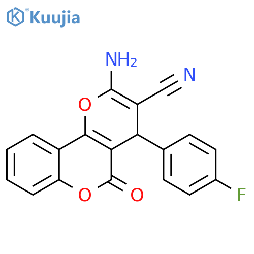 4H,5H-Pyrano[3,2-c][1]benzopyran-3-carbonitrile,2-amino-4-(4-fluorophenyl)-5-oxo- structure