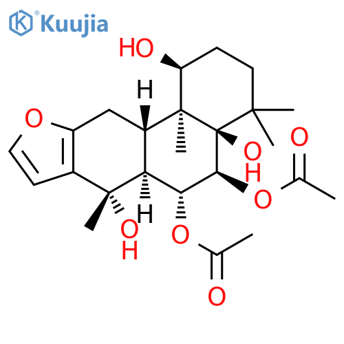Phenanthro[3,2-b]furan-1,4a,5,6,7(2H)-pentol, 1,3,4,5,6,6a,7,11,11a,11b-decahydro-4,4,7,11b-tetramethyl-, 5,6-diacetate, (1S,4aR,5S,6R,6aS,7S,11aS,11bS)- structure