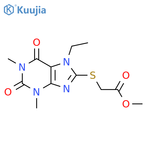 methyl 2-(7-ethyl-1,3-dimethyl-2,6-dioxo-2,3,6,7-tetrahydro-1H-purin-8-yl)sulfanylacetate structure