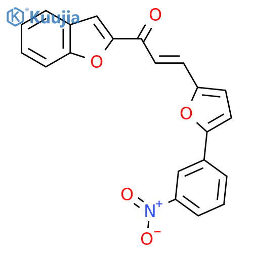 (2E)-1-(1-benzofuran-2-yl)-3-5-(3-nitrophenyl)furan-2-ylprop-2-en-1-one structure