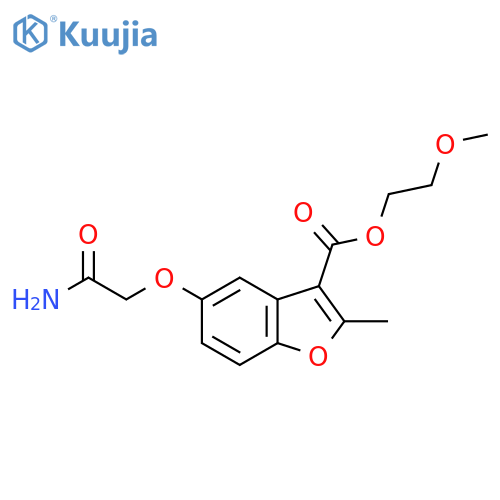 2-methoxyethyl 5-(carbamoylmethoxy)-2-methyl-1-benzofuran-3-carboxylate structure