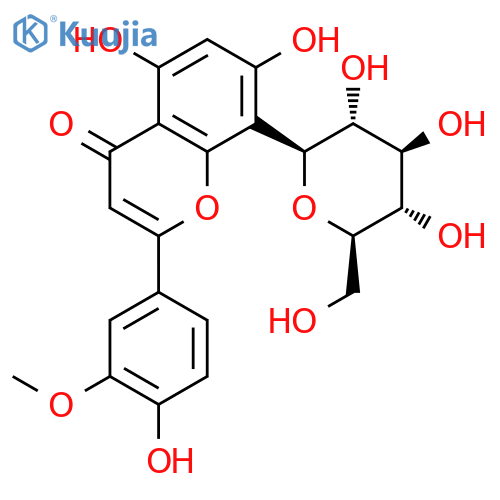 4H-1-Benzopyran-4-one,8-b-D-glucopyranosyl-5,7-dihydroxy-2-(4-hydroxy-3-methoxyphenyl)- structure