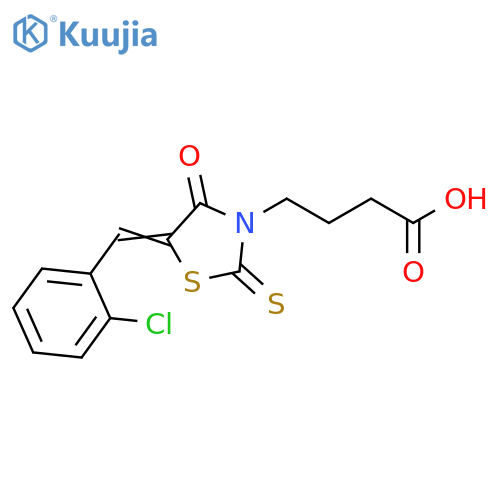 4-(5E)-5-(2-chlorophenyl)methylidene-4-oxo-2-sulfanylidene-1,3-thiazolidin-3-ylbutanoic acid structure