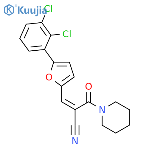 (2Z)-3-5-(2,3-dichlorophenyl)furan-2-yl-2-(Z)-piperidine-1-carbonylprop-2-enenitrile structure