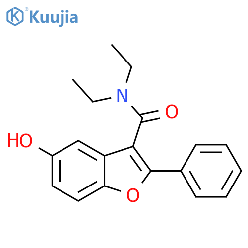 N,N-diethyl-5-hydroxy-2-phenyl-1-benzofuran-3-carboxamide structure