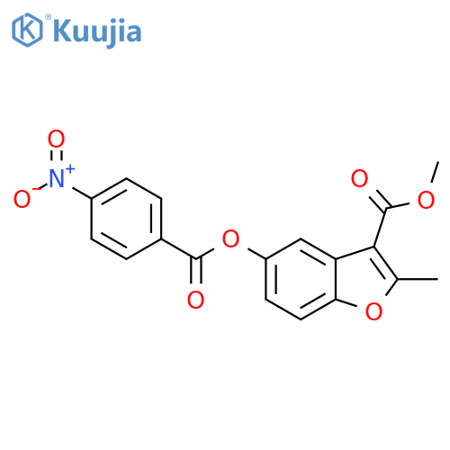 methyl 2-methyl-5-(4-nitrobenzoyloxy)-1-benzofuran-3-carboxylate structure