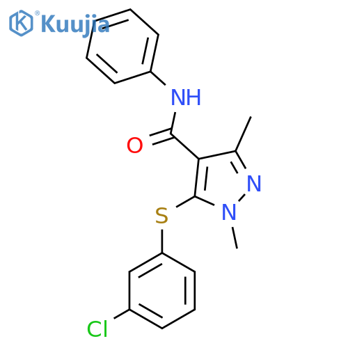 5-[(3-chlorophenyl)sulfanyl]-1,3-dimethyl-N-phenyl-1H-pyrazole-4-carboxamide structure