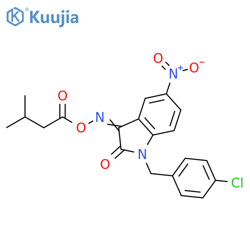 1-(4-CHLOROBENZYL)-3-([(3-METHYLBUTANOYL)OXY]IMINO)-5-NITRO-1,3-DIHYDRO-2H-INDOL-2-ONE structure