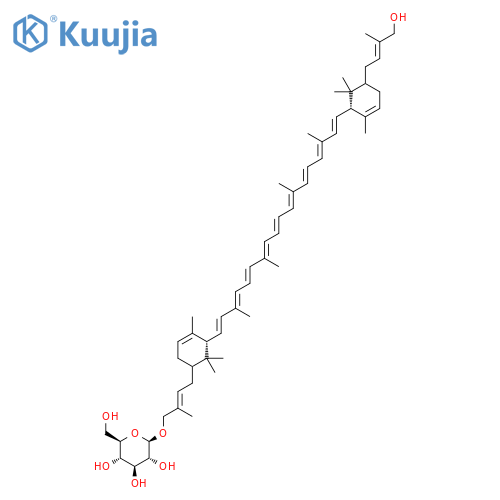 2-[4-(β-D-Glucopyranosyloxy)-3-methyl-2-butenyl]-2'-(4-hydroxy-3-methyl-2-butenyl)-ε,ε-carotene structure